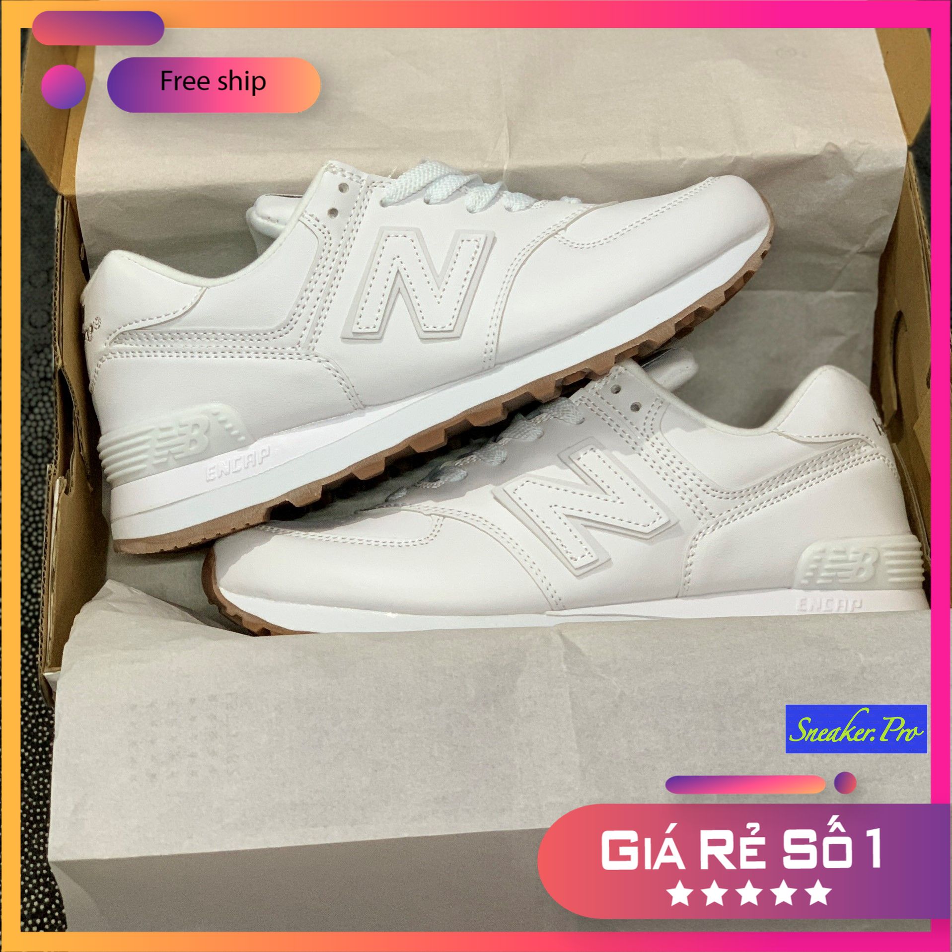 [FreeshipMAX] (FREESHIP + HÀNG NEW + SALE) Giày thể thao New Balance 574 trắng full cao cấp, hot hit, năng động dành cho nữ siêu nhẹ cá tính, giày chạy bộ