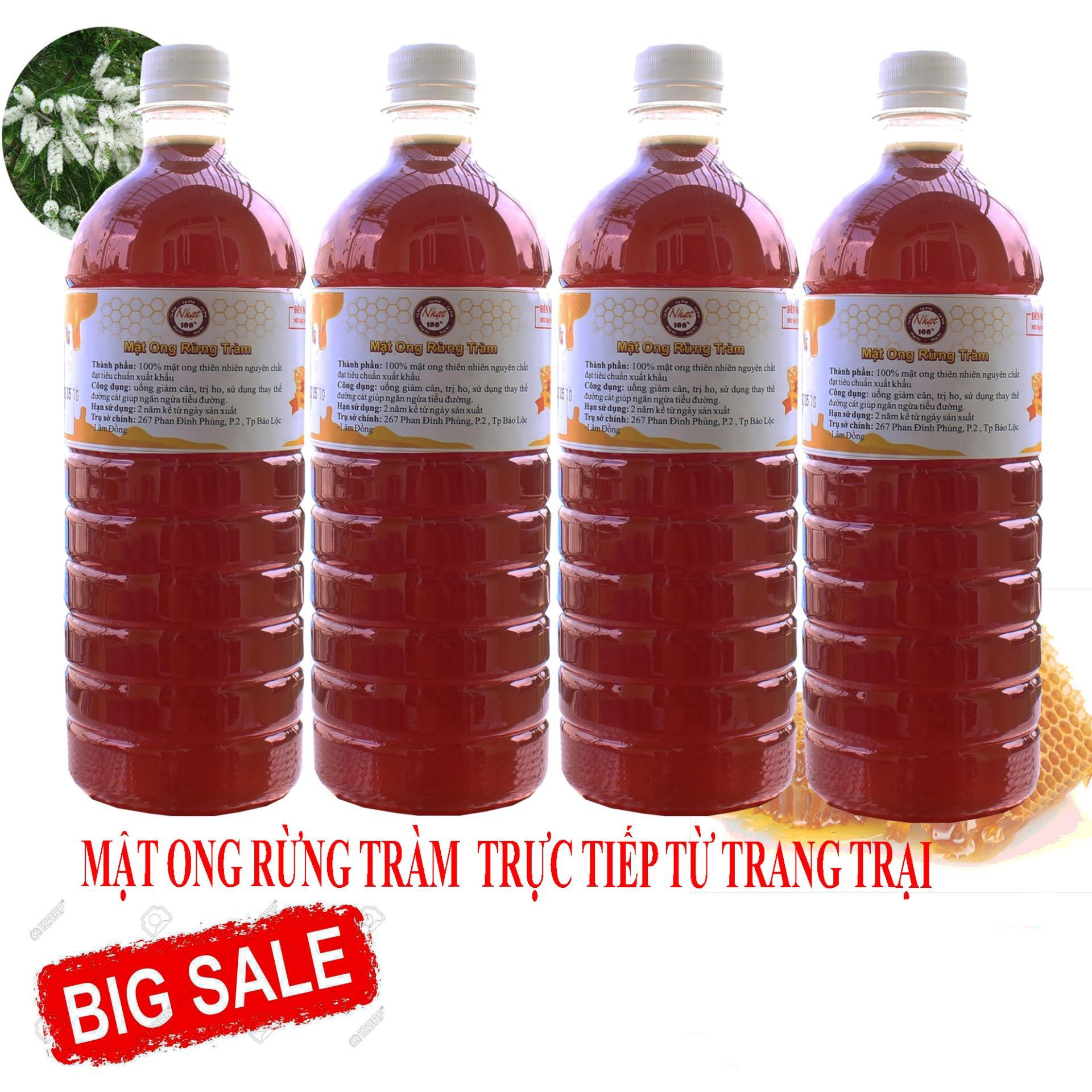 COMPO 4 Chai Mật Ong Nguyên Chất Rừng Tràm 1 Lít - Giá Gốc tại Trang Trại