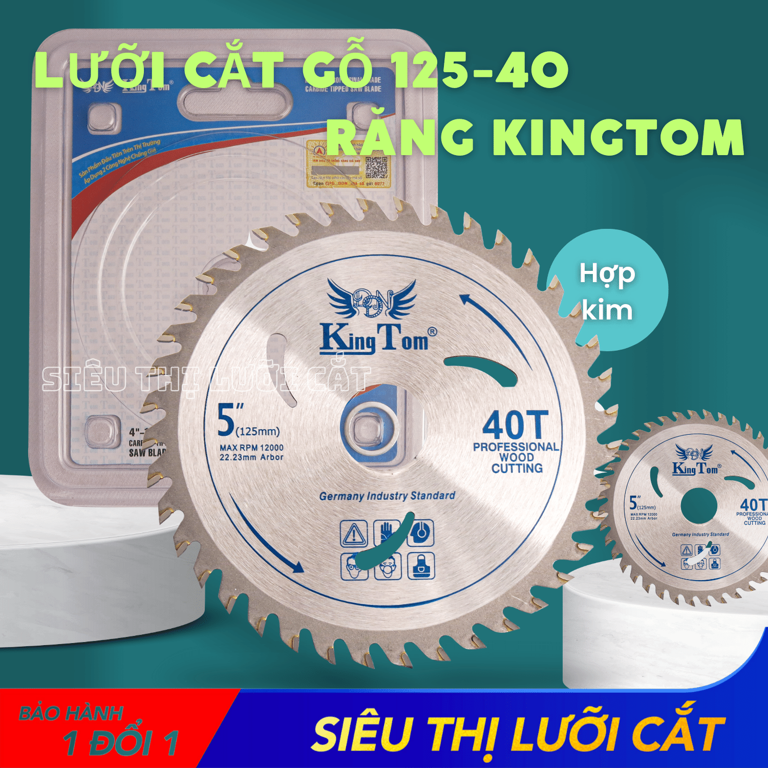 Lưỡi Cưa - Lưỡi Cắt Gỗ 125-40 Răng KingTom (Lỗ Cốt 22.23mm) - Chuyên Gỗ Có Đinh