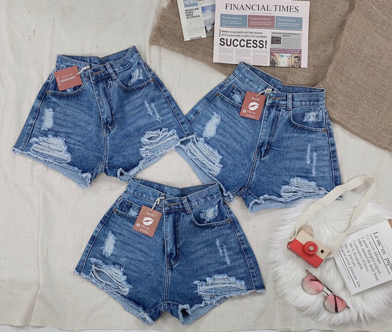 [HCM]QUẦN SHORT JEAN NỮ RÁCH TUA RUA SIÊU ĐẸPLƯNG SIÊU CAO-JT39