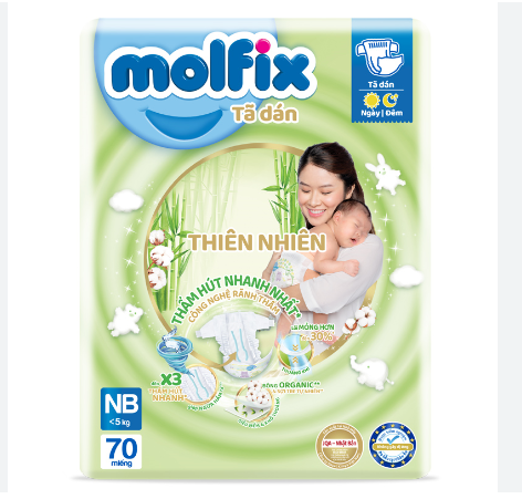 Tã dán sơ sinh Molfix size NB< 5kg 70 miếng