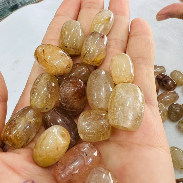 Lu Thống Đá Thạch Anh Tóc Vàng ,Sản Phẩm Phong Thủy Mang Bình An.