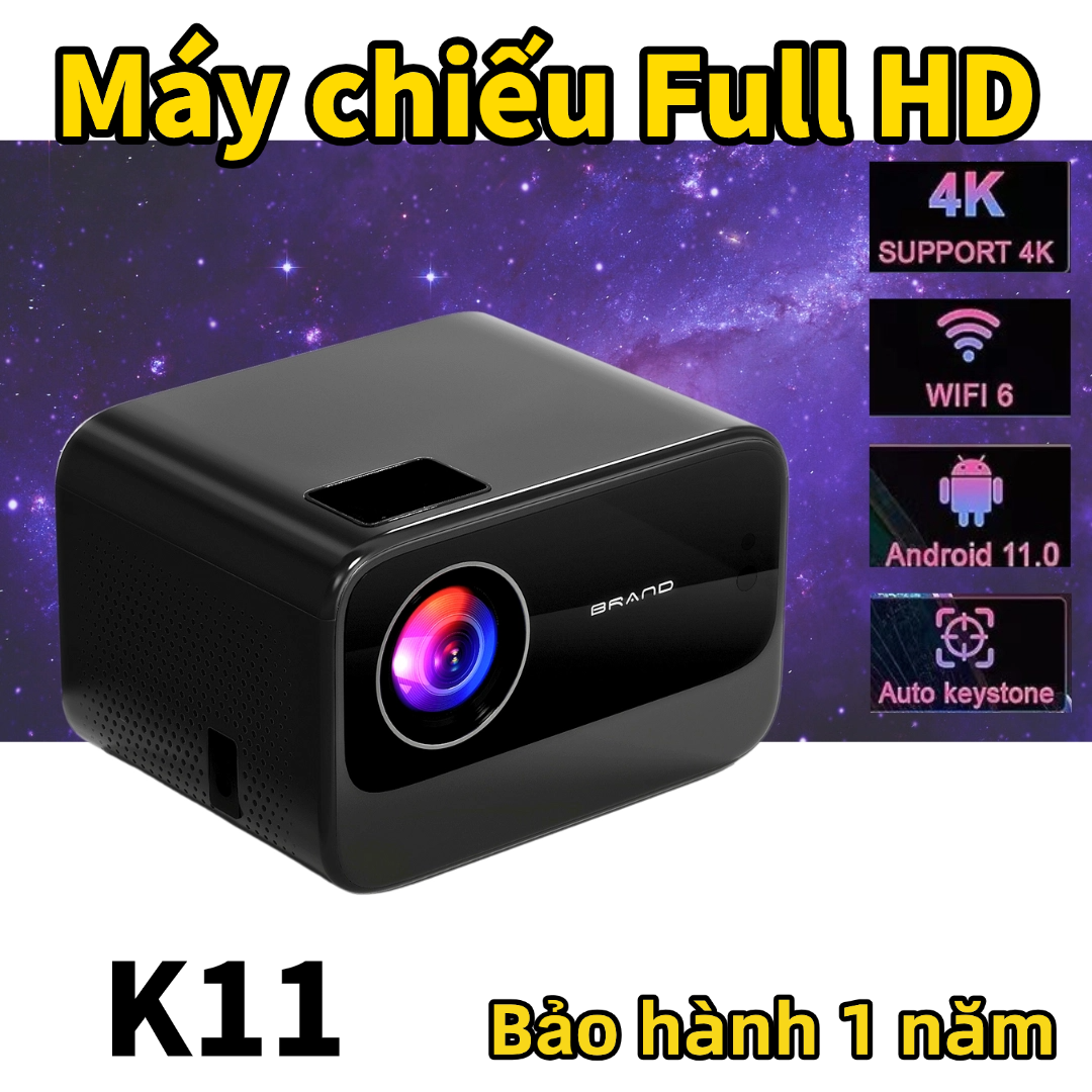 TỰ ĐỘNG LẤY NÉT – CÓ HỆ ĐIỀU HÀNH Máy Chiếu K11 PRO 8000 Lumens Full HD 4K, Android, Kết Nối USB HDMI Wifi