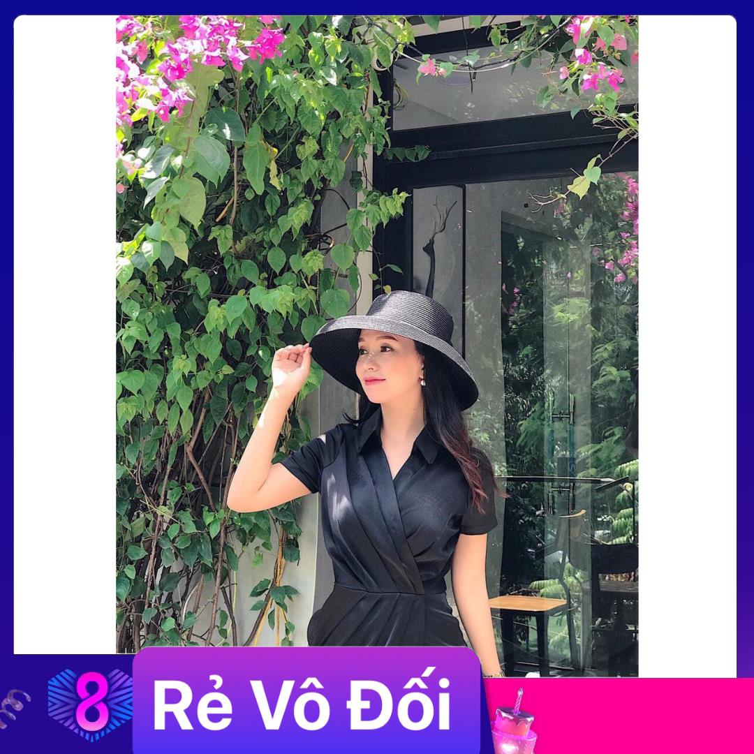 Đầm sơ mi nhún eo chất kate lụa freesize 2 màu trắng đen