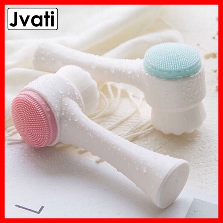Cọ rửa mặt massage 2 đầu cầm tay silicon - Jvati