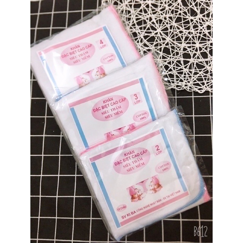 Sét 10 khăn sữa kiba 4 lớp, 3 lớp, 2 lớp {Khăn sữa cho bé} {Khăn xô sữa cho bé}{ Khăn sữa xô cao cấp}