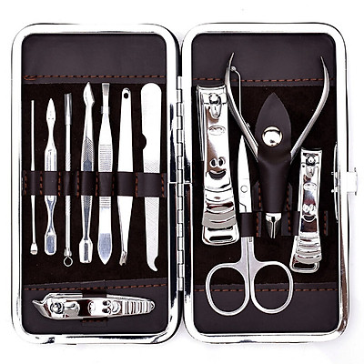 Bộ làm móng 12 món, bộ dụng cụ chăm sóc móng 12 chi tiết, kiềm móng đa năng, bộ cắt, bấm dũa móng tay, lấy ráy tai, que nặn mụn nhiều tiện ích, kìm bấm thép inox không gỉ, sắc bén nhỏ gọn