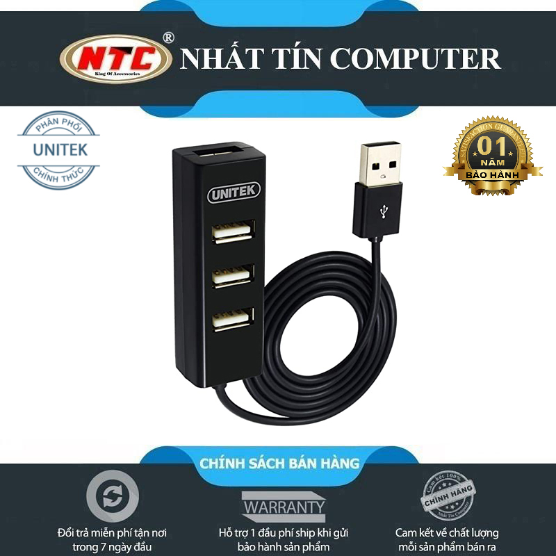 Hub chia cổng usb 2.0 từ 1 ra 4 unitek y-2140 - siêu gọn - nhất tín computer