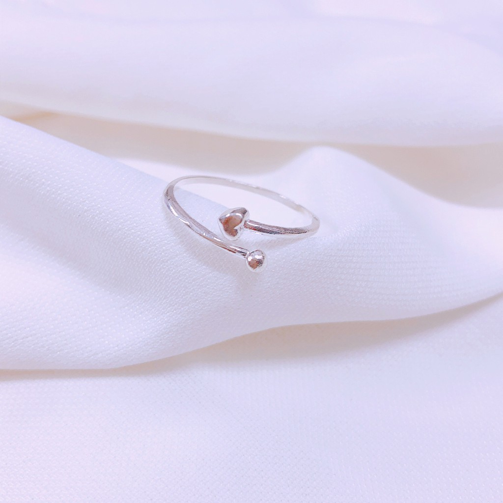 Nhẫn nữ bạc ta có thể điều chỉnh size tay mặt tim nhỏ xinh - Shop bạc BiBi cam kết bạc chuẩn, chất lượng, kèm bảo hành