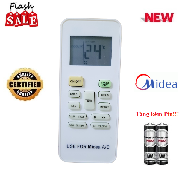 Remote Điều khiển điều hòa Midea 1& 2 chiều Inverter MSAFA MSAF MSAB MSFR- Hàng mới tốt 100%