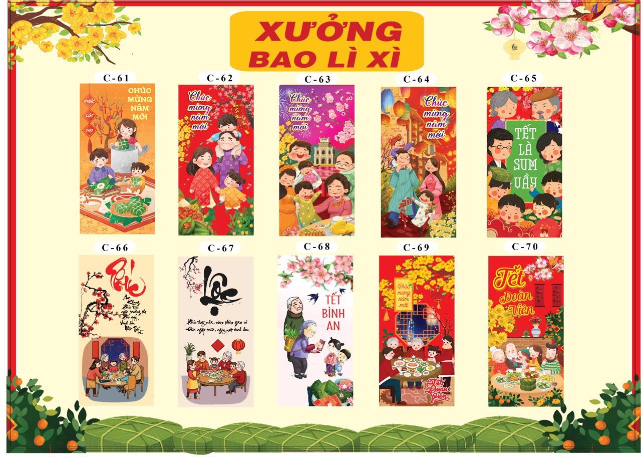 Set 10 bao lì xì không đụng hàng - giấy c150 loại 1, bao lì xì tết