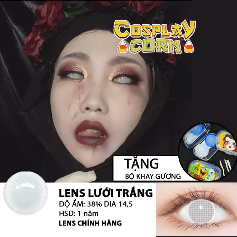 Kính Áp Tròng Lưới Trắng Crazy White Lens ( Only Không Độ)