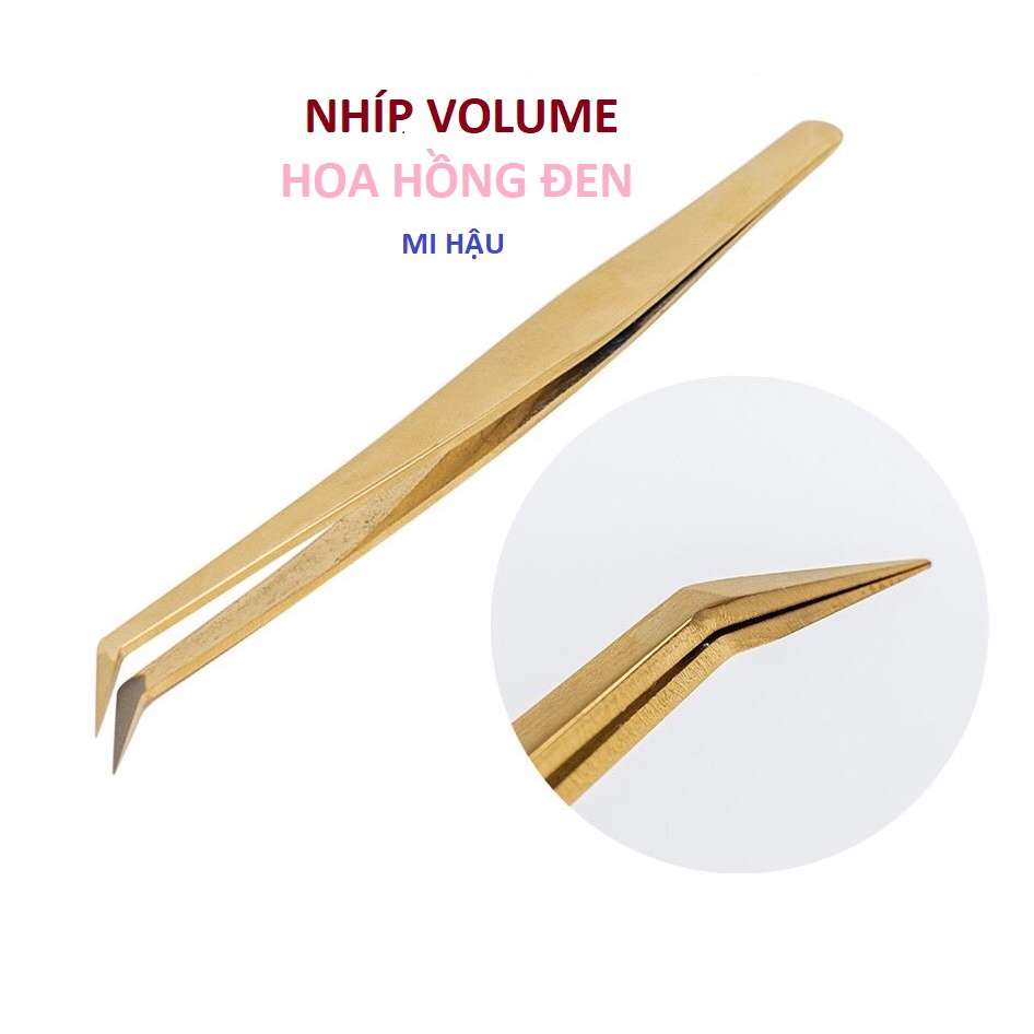 Nhíp Hoa Hồng Đen Phủ Nhám Nano,Nhíp Gắp Volume Tạo Fan Cao Cấp, Nhíp Nối Mi Bao Test Từ 8-15D,Phụ Liệu Mi Hậu