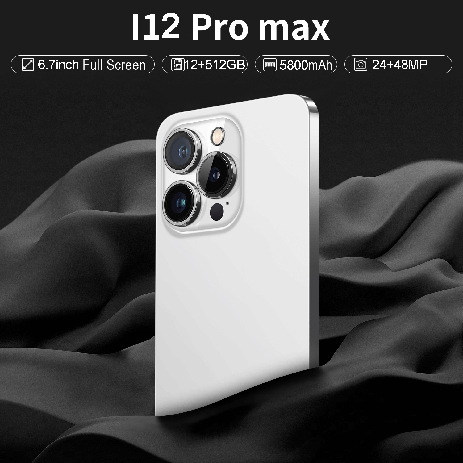 điện thoại 0 đồng i12 Pro max Di Động Chính Hãng 6.7Inch Di Động Bộ Nhớ Lớn 12+512GB Hai Thẻ Sim Camera HD 24+48MP Pin 5800mAh