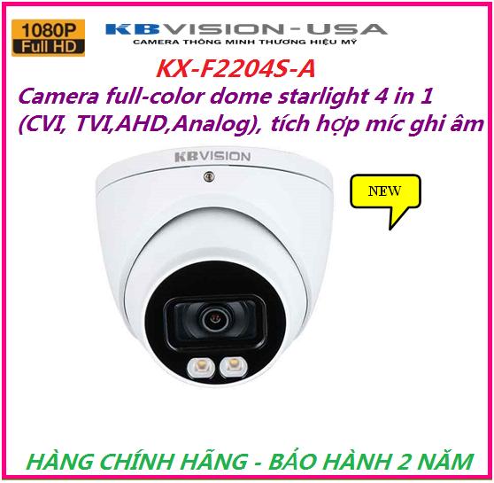 Camera 2.0mp chíp sony full color startlight kx-f2204s-a cho hình ảnh sắt nét hồng ngoại nhìn đêm 40m tích hợp mic