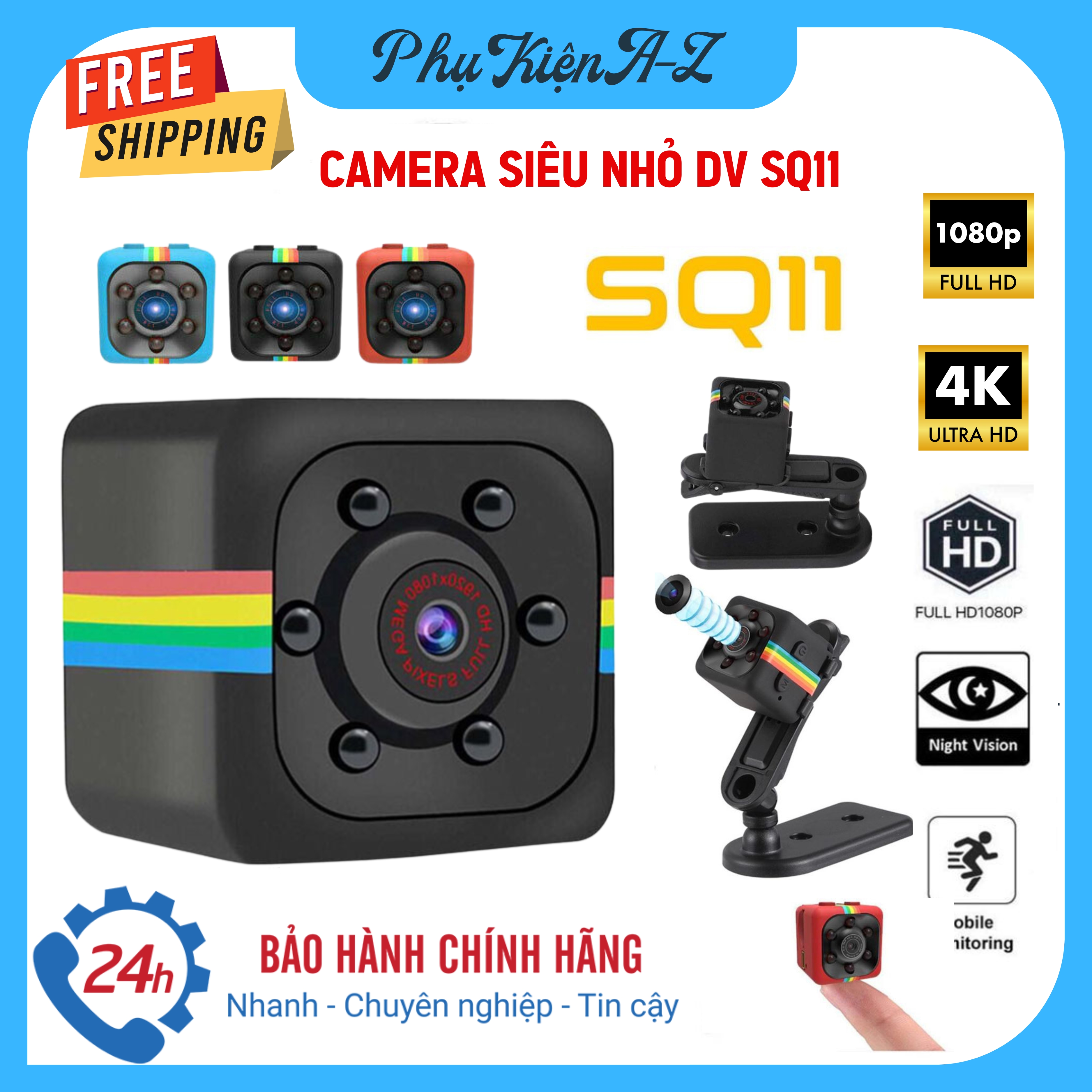 Camera Siêu Nhỏ Mini DV SQ11 Full HD1080P Ghi Lưu Trữ Trên Thẻ Nhớ Không Kết Nối Với Điện Thoại An Toàn Kín Đáo Camera Giám Sát Ngày Đêm.