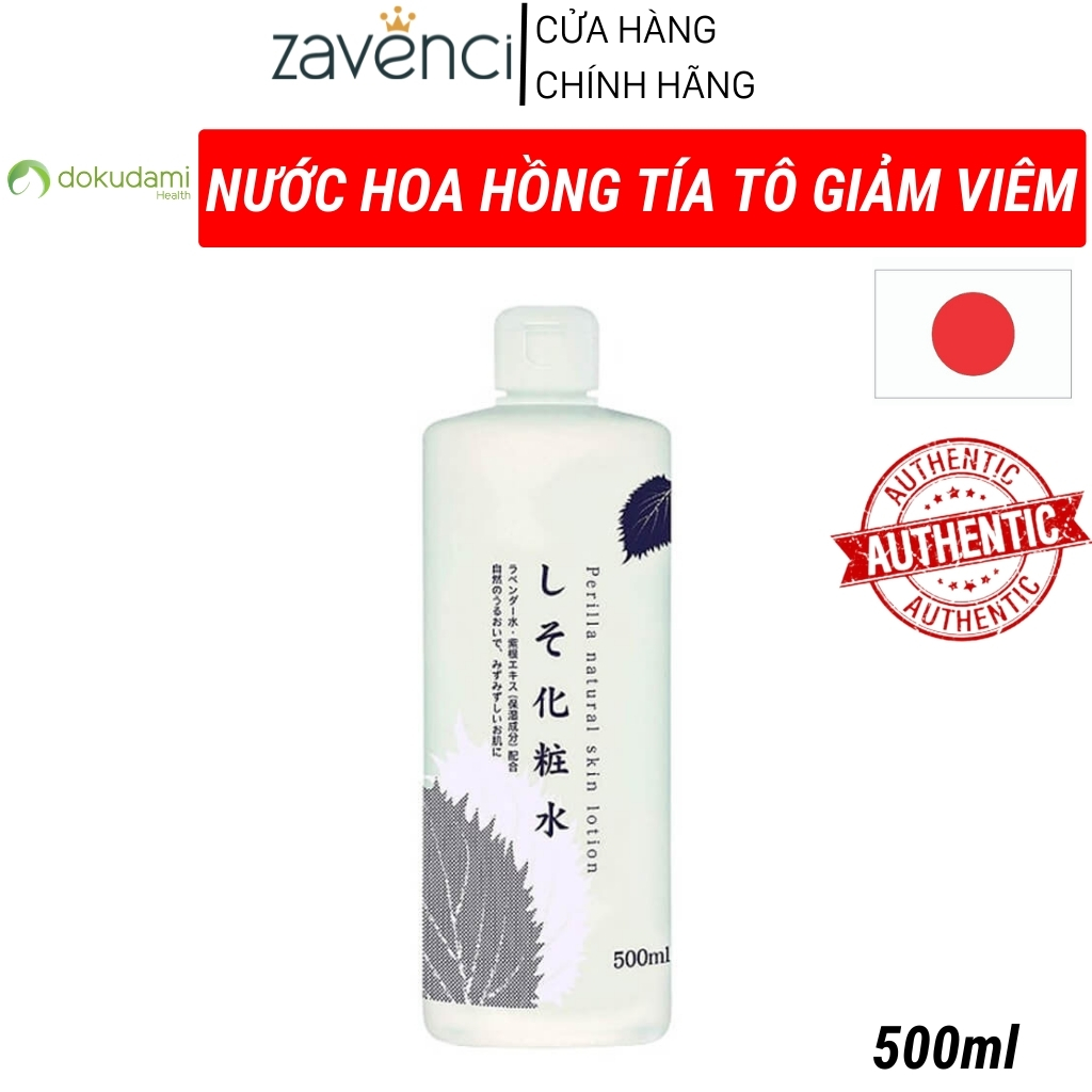 Nước Hoa Hồng DOKUDAMI Toner Tía Tô Natural Skin Lotion Nhật Bản Làm Dịu Da Ngừa Thâm zavenci (500ml)