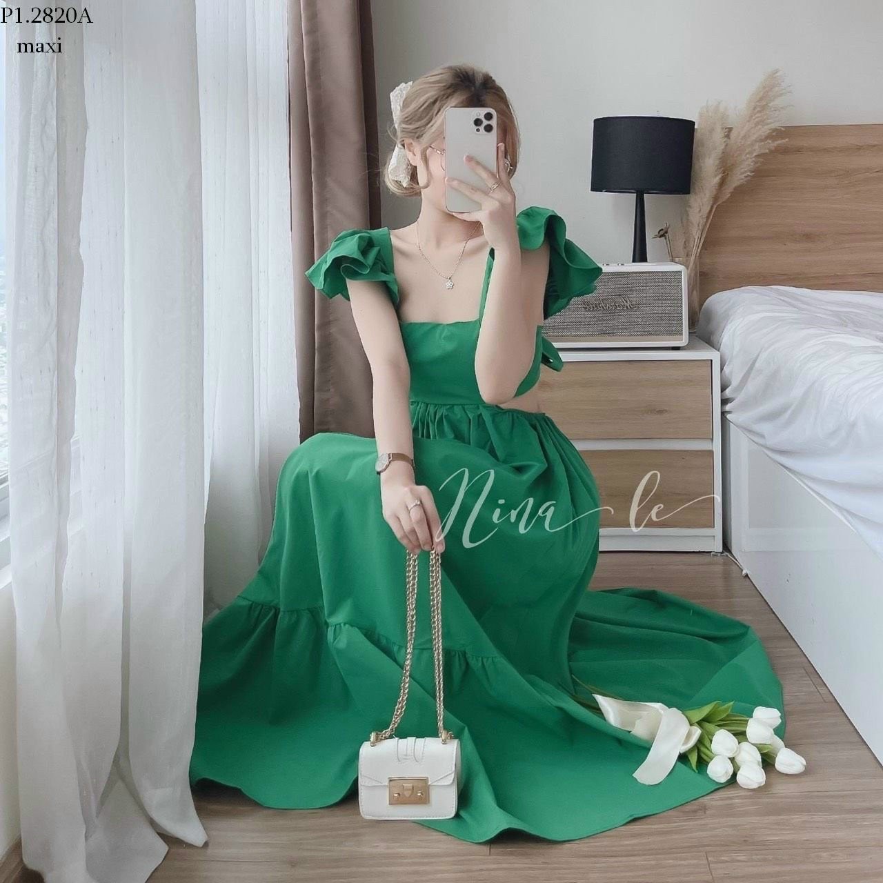 Đầm maxi tay cánh tiên fom dáng trẻ trung cuốn hút vy8262
