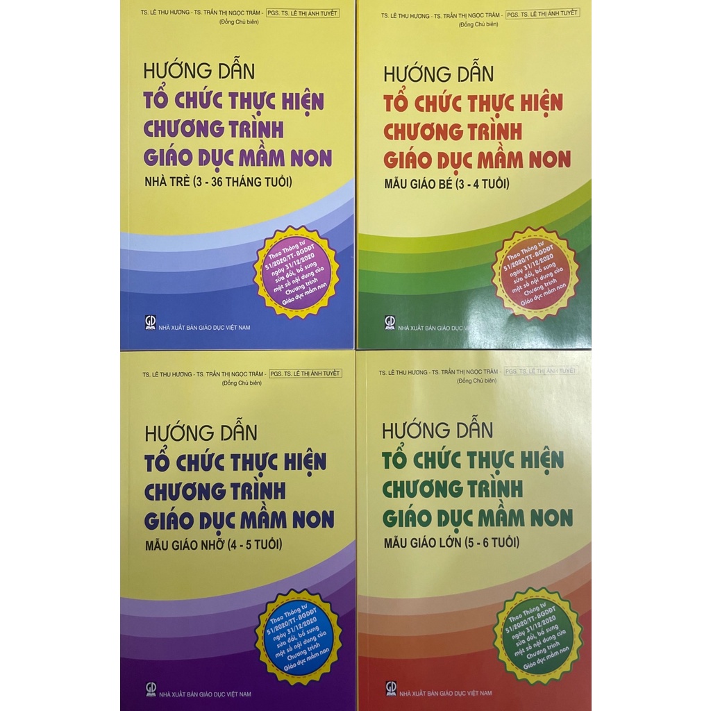 Combo 4 cuốn Hướng dẫn tổ chức thực hiện chương trình giáo dục mầm non 3-36 tháng + 3-4t + 4-5t + 5-6t ( 4 cuốn)