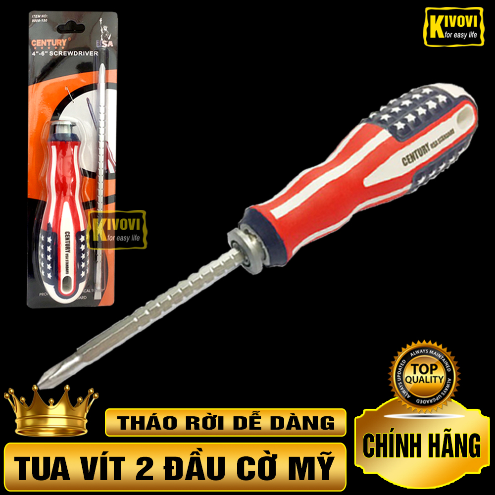 Tua Vít Đa Năng 2 Đầu Cờ Mỹ 200mm Có Thể Tháo Rời -  Tô Vít Dụng Cụ Sửa Chữa Gia Đình Đa Năng - Kivovi