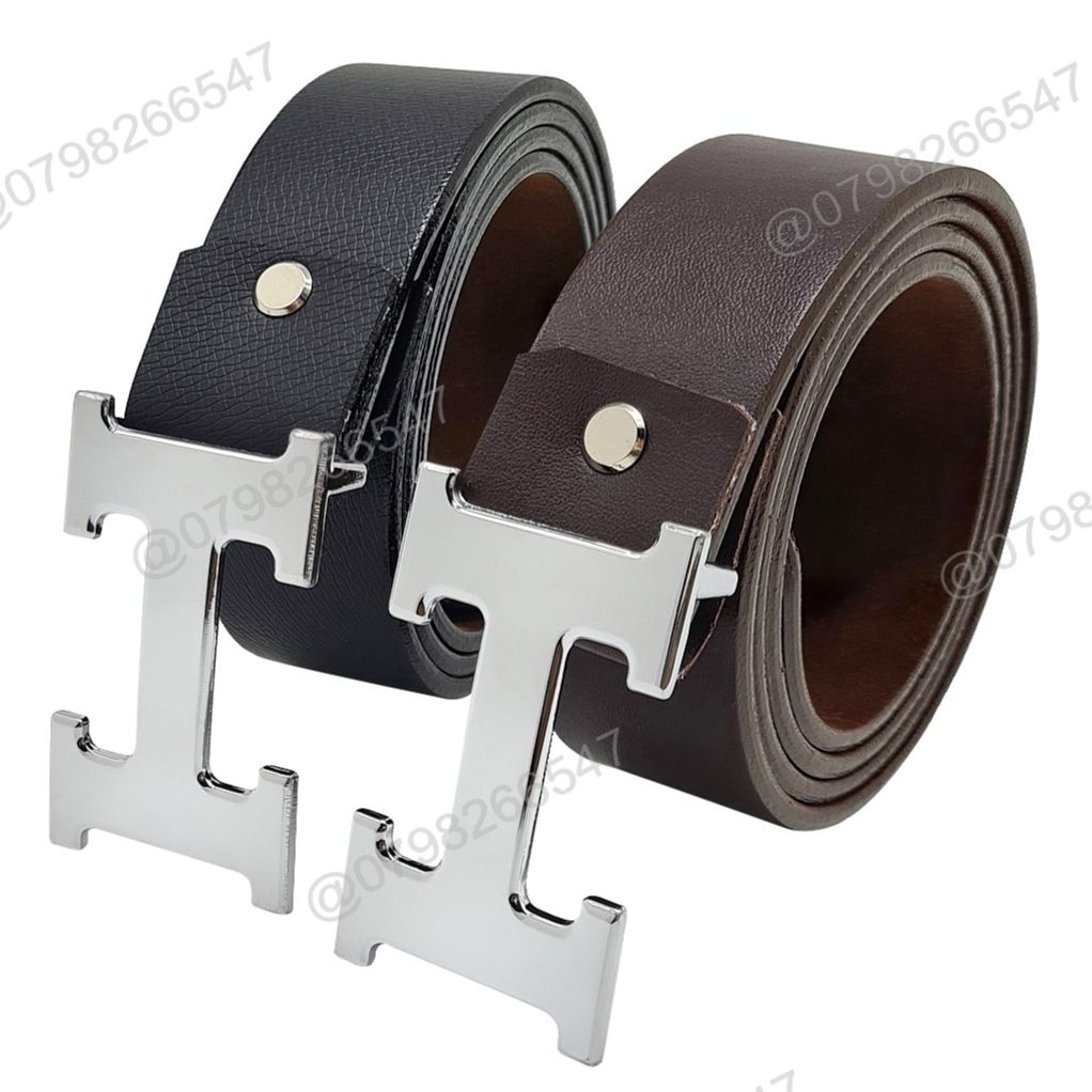 Thắt lưng nam giá tốt da PU DHM-232 | Khóa búp màu trắng bạc chữ H | Bảo hành 12 tháng
