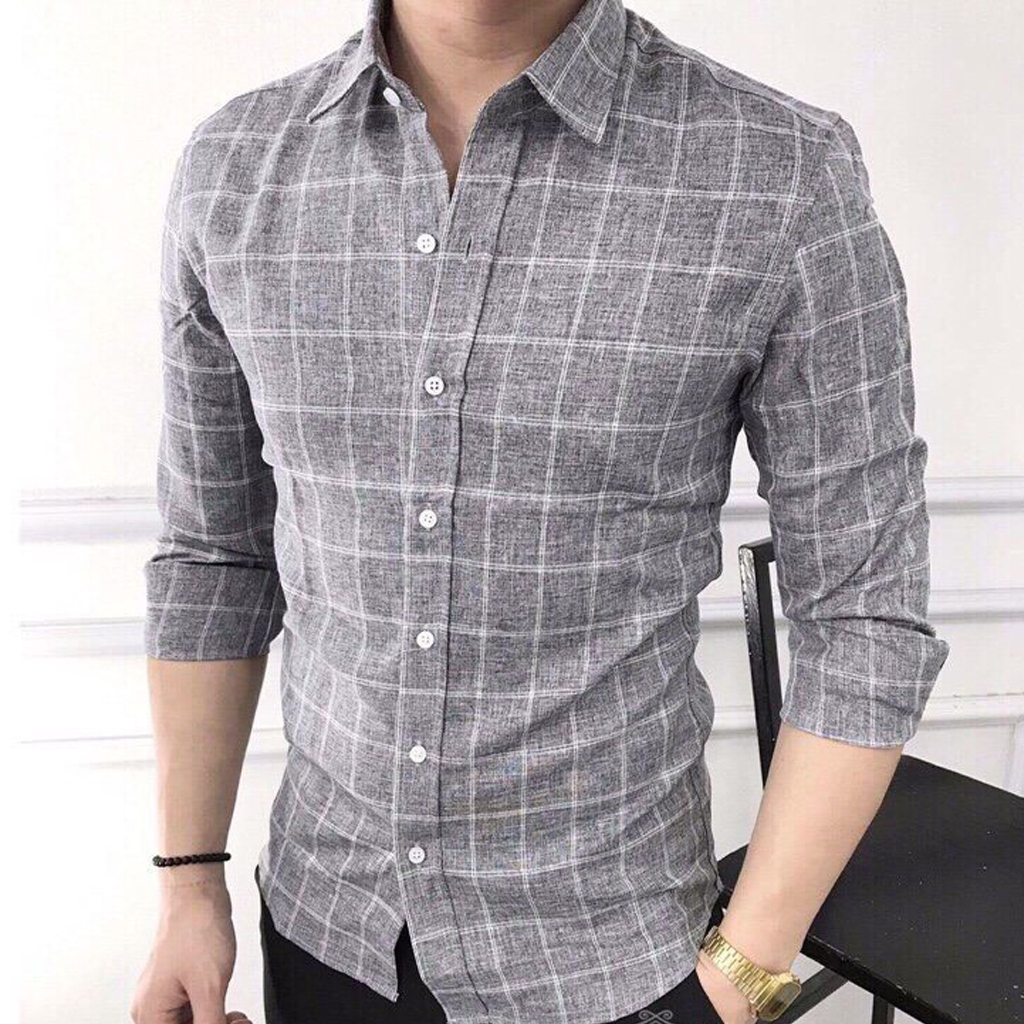 Áo sơ mi kẻ nam họa tiết Cao Cấp hàng VNXK - Chất vải xịn, mặc mát - Form ôm dáng Hàn Quốc