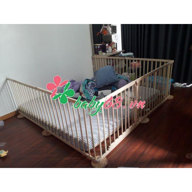 ⊕♛❁ Quây cũi gỗ 5D 6 cánh cho bé