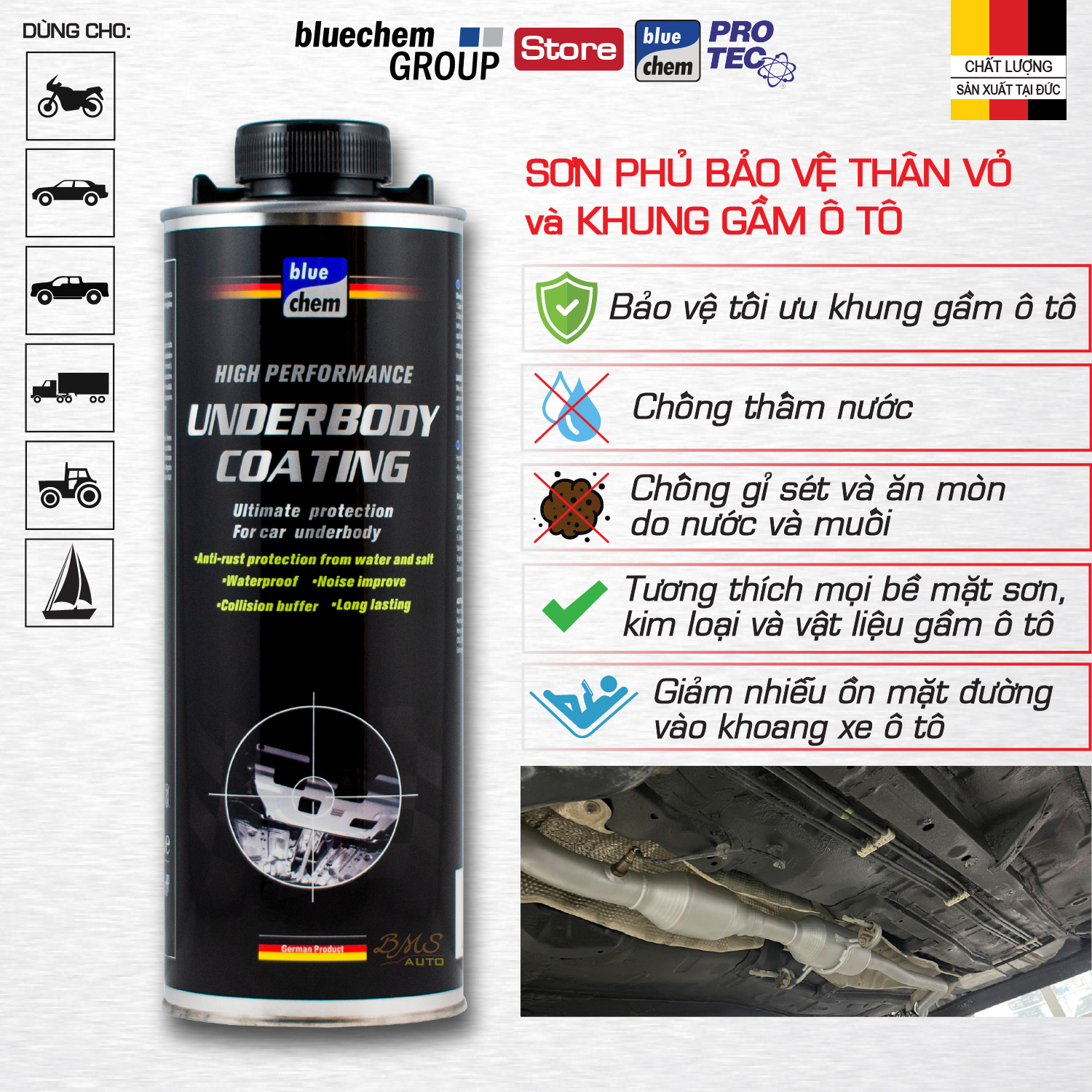 Sơn phủ bảo vệ thân vỏ và khung gầm ô tô - bluechem Underbody Coating