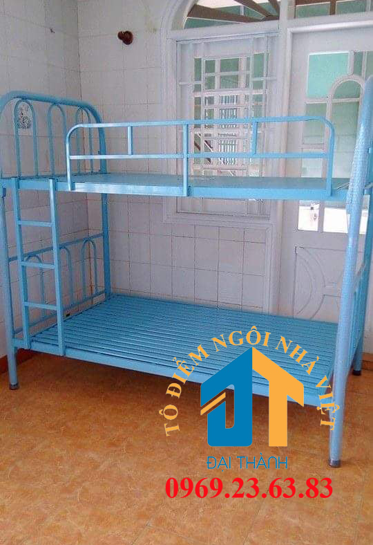Dai Thanh 1m Two-Story Iron Bed in Blue Color, Made in Vietnam, High Quality - Dai Thanh Furniture