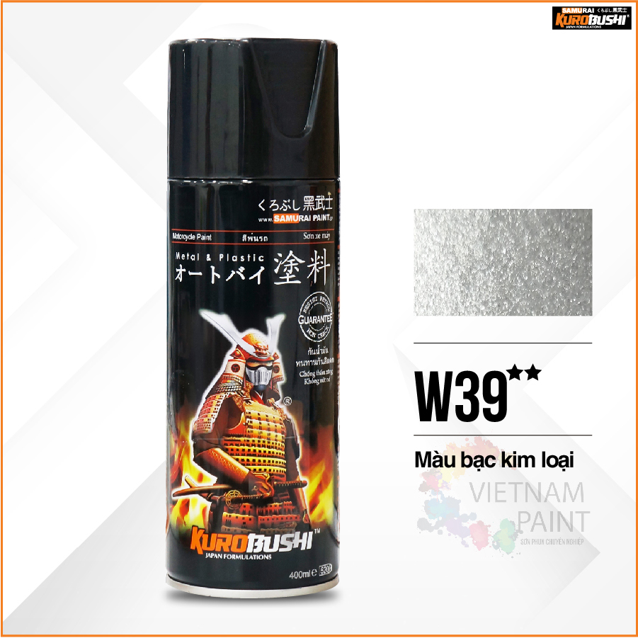 Sơn xịt samurai kurobushi - màu bạc kim loại mâm xe w39 chuyên dùng cho xe máy