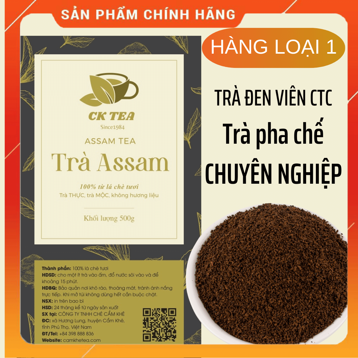 Trà Đen Assam đặc biệt CK Tea. Trà đen pha trà sữa đậm vị. Trà đen nuôi Kombucha