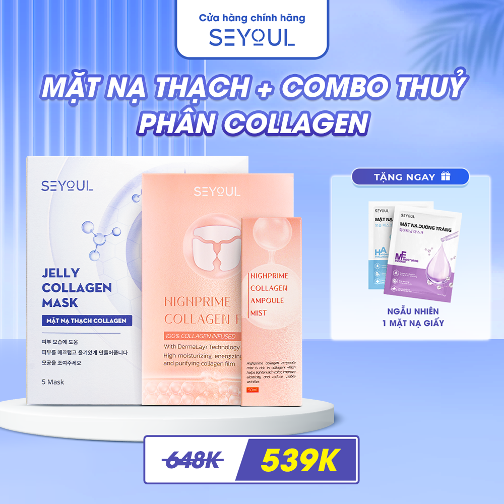 Combo mặt nạ thạch collagen seyoul chống lão hóa hàn quốc - mặt nạ collagen thuỷ phân seyoul dạng nước căng mịn da