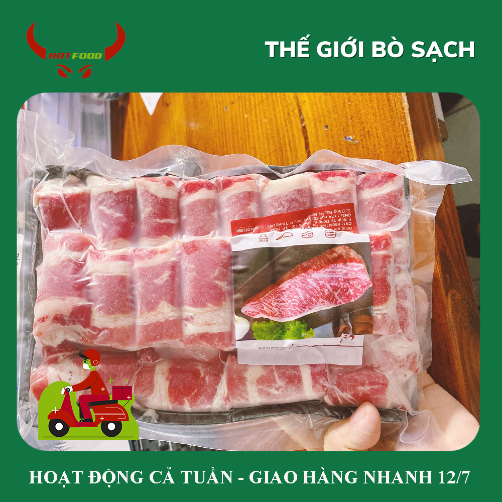 [ Miễn Phí Giao Hàng ]Ba Rọi ( Ba Chỉ )  Bò Mỹ Cuộn Thả Lẩu  Ít Mỡ Đóng Khay 500gr/ 1Khay - 500GR - Giao Nhanh HCM