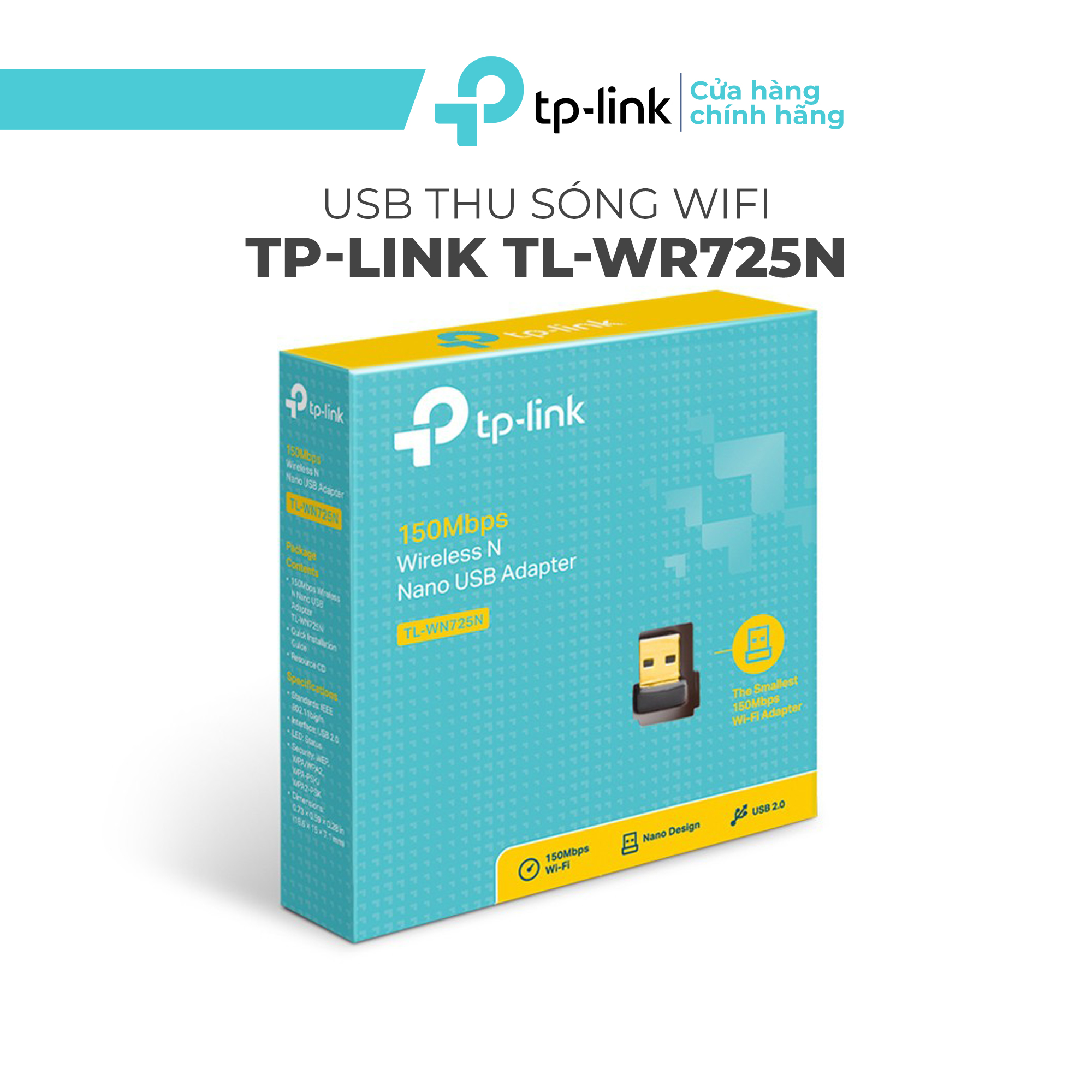 Bộ thu sóng wifi usb tp-link tl-wn725n usb thu wifi nano chuẩn n không dây tốc độ 150mbps
