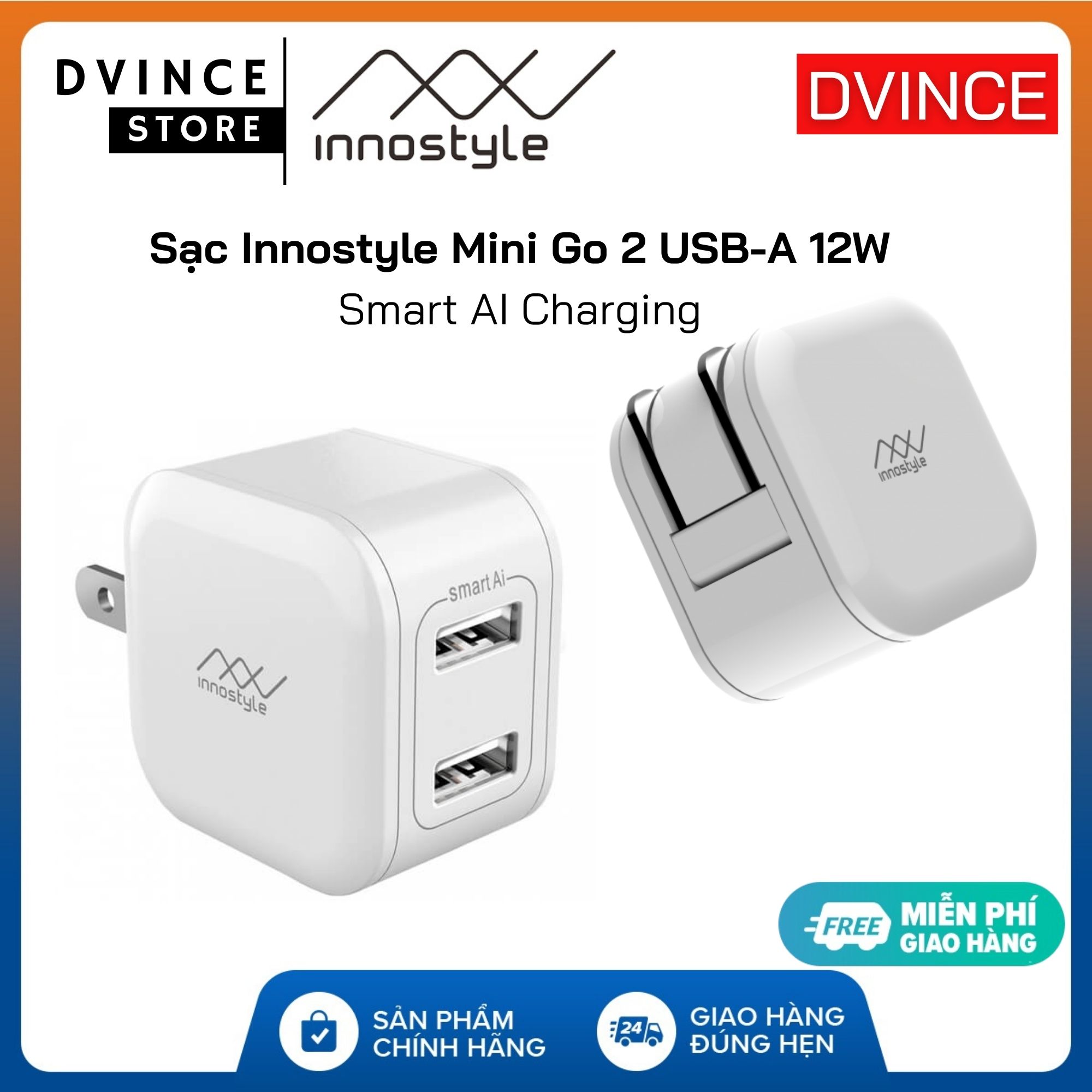 [Chính hãng] Sạc Innostyle Minigo 2 USB-A 12W Smart AI Charging