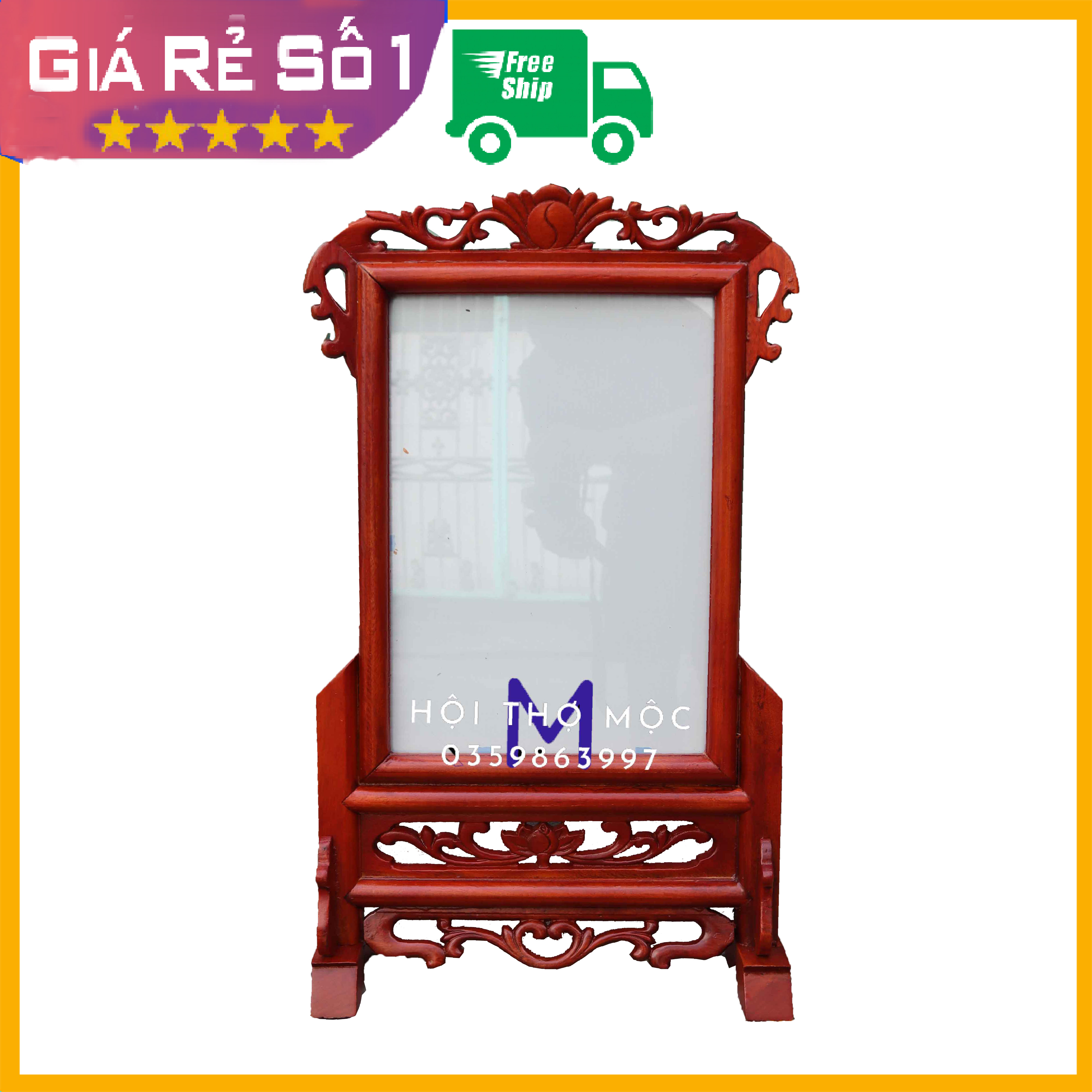 Khung ảnh thờ gia tiên gỗ gõ sơn pu 21x31 và 25x35