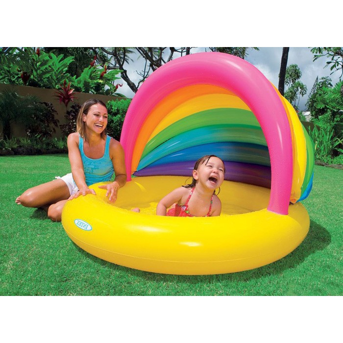 Bể bơi phao mái che cầu vồng, bể bơi cho bé, bể bơi tại nhà