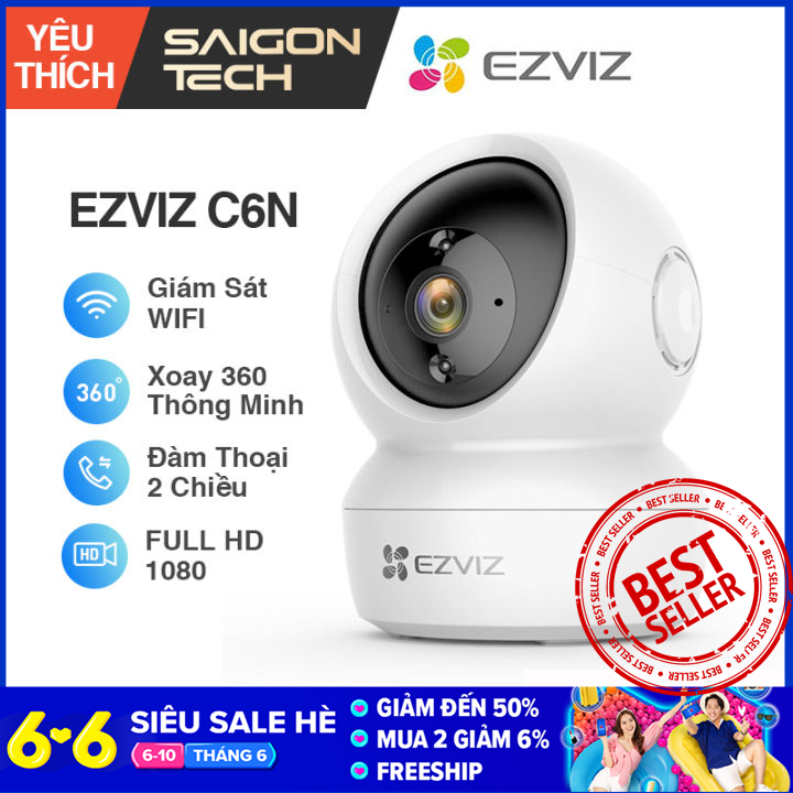 Camera IP Wifi EZVIZ C6N 2.0MP (1080P) Xoay 360 Thông Minh - Camera Giám Sát Wifi Không Dây - Camera An Ninh - Đàm Thoại 2 Chiều - Hồng ngoại #ezviz #c6n #techarena #camerawifi #mienphivanchuyen