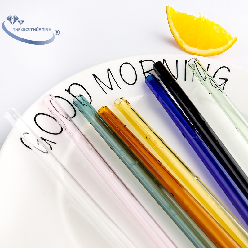 [HCM]Combo Ống hút Thủy Tinh Chịu Nhiệt Miệng thẳng và Cọ Rửa