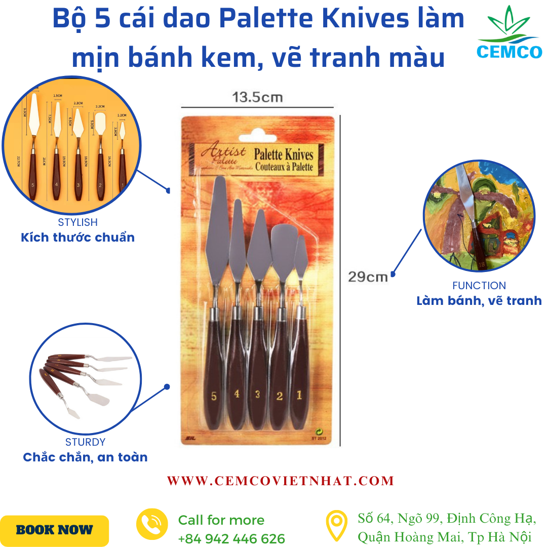 Bộ 5 cái dao Palette Knives làm mịn bánh kem