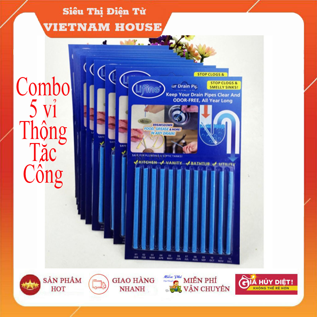 🔴SẠCH THƠM || COMBO 5 VỈ THÔNG TẮC, KHỬ MÙI HÔI CỐNG SANI STICKS SIÊU NHANH - VỈ 12 QUE CHẤT LƯỢNG.
