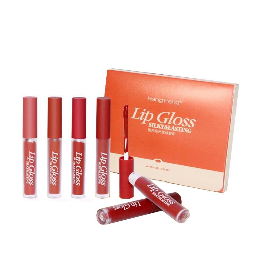 Set 6 son kem lì Hengfang matte velvet lip gloss no.h7029
