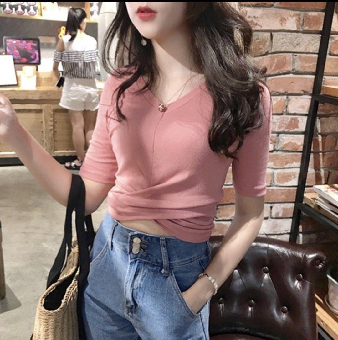 Áo xoắn eo tay ngắn, chất lụa đẹp mê 11435-1