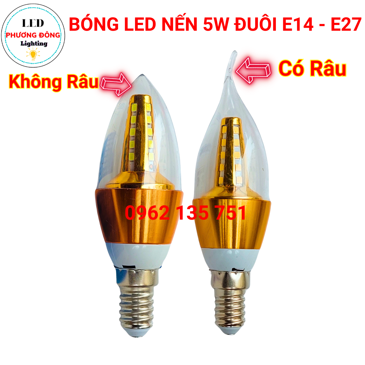 Bóng đèn led nến dùng cho đèn chùm - đuôi e14, e27