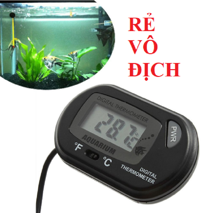 Nhiệt kế điện tử đo nhiệt độ nước bể cá TẶNG KÈM PIN Có nút tắt bật