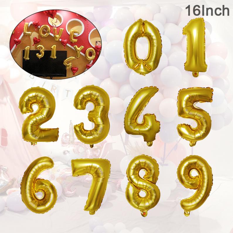 Bóng số trang trí sinh nhật 16inch gold