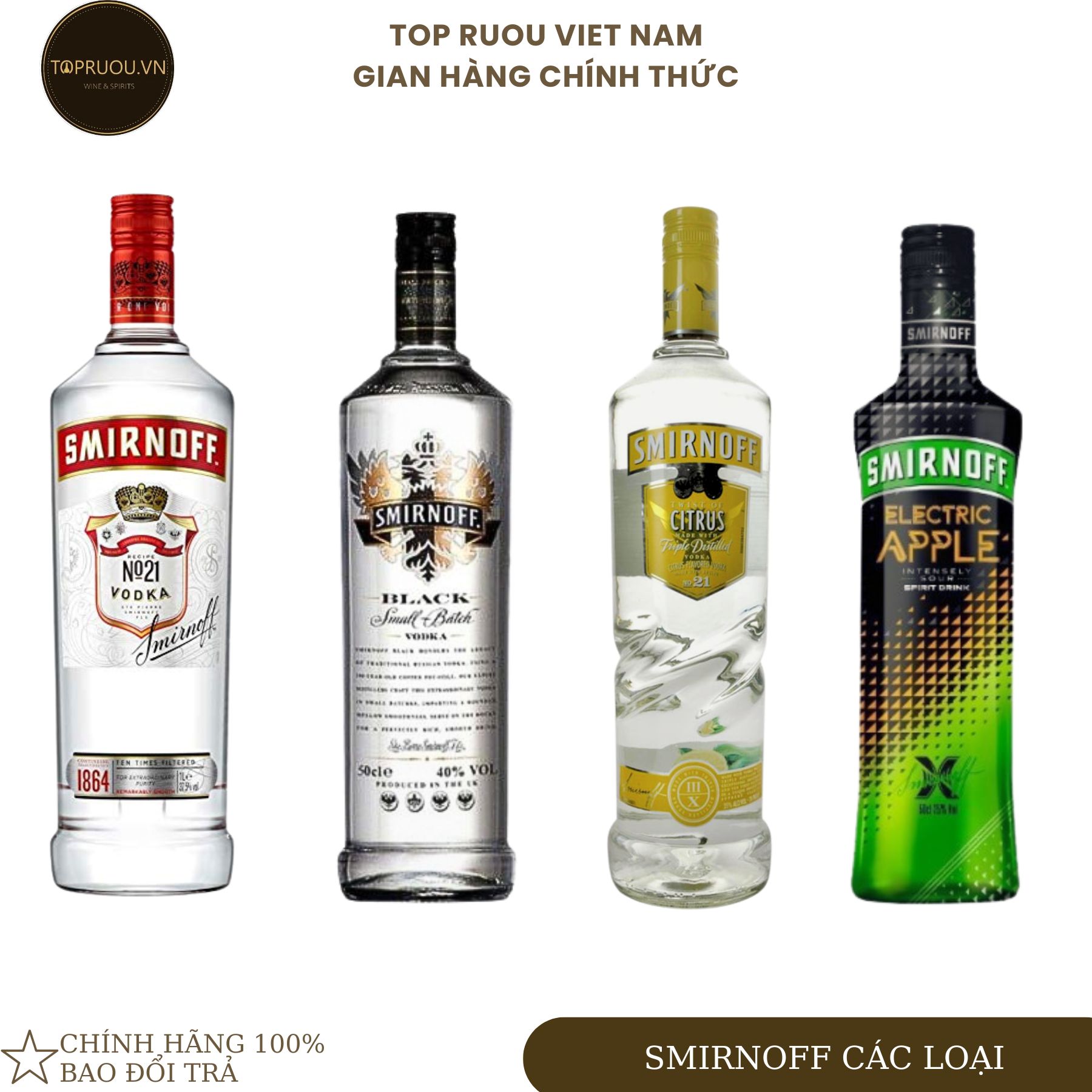 Rượu vodka smirnoff red - black - apple - citrus 500ml - 700ml