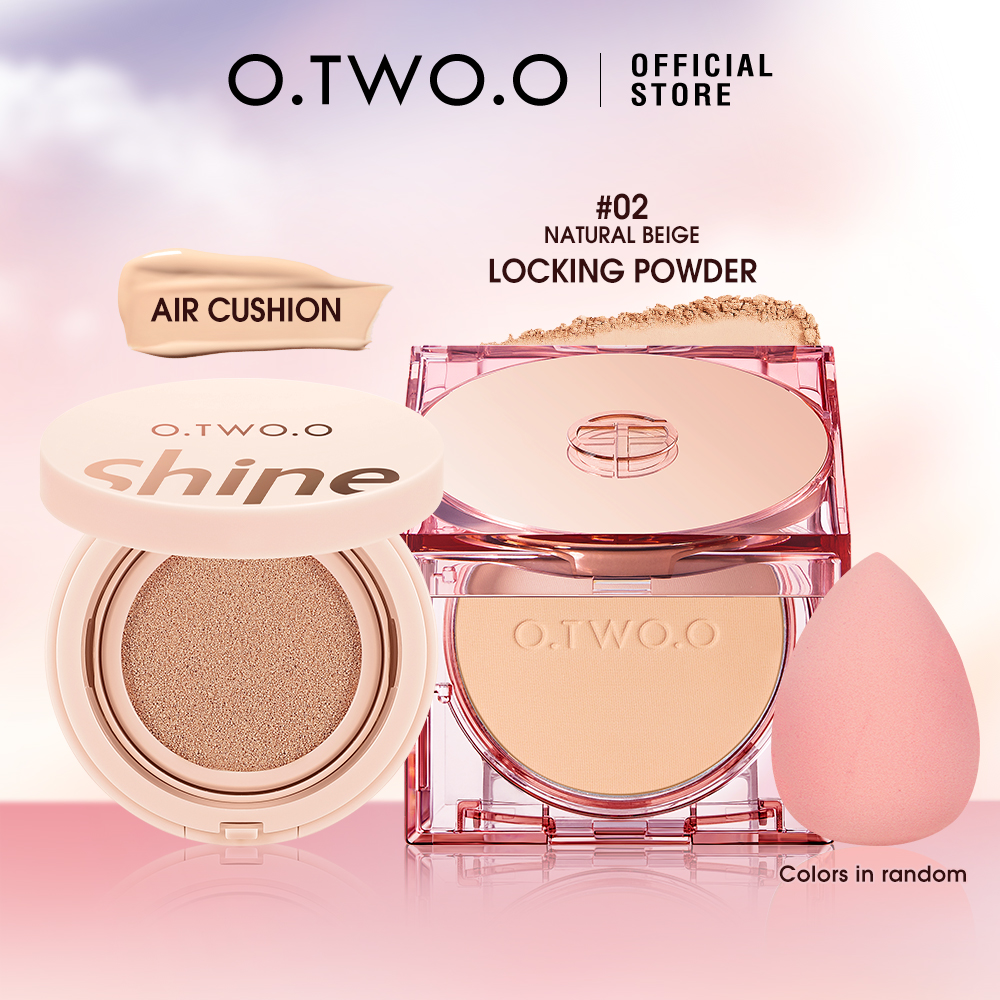 O.two.o phấn phủ kiểm soát dầu bộ trang điểm mặt đa năng kiểm soát dầu phấn chống thấm nước lâu trôi bb cream matte 3 bộ