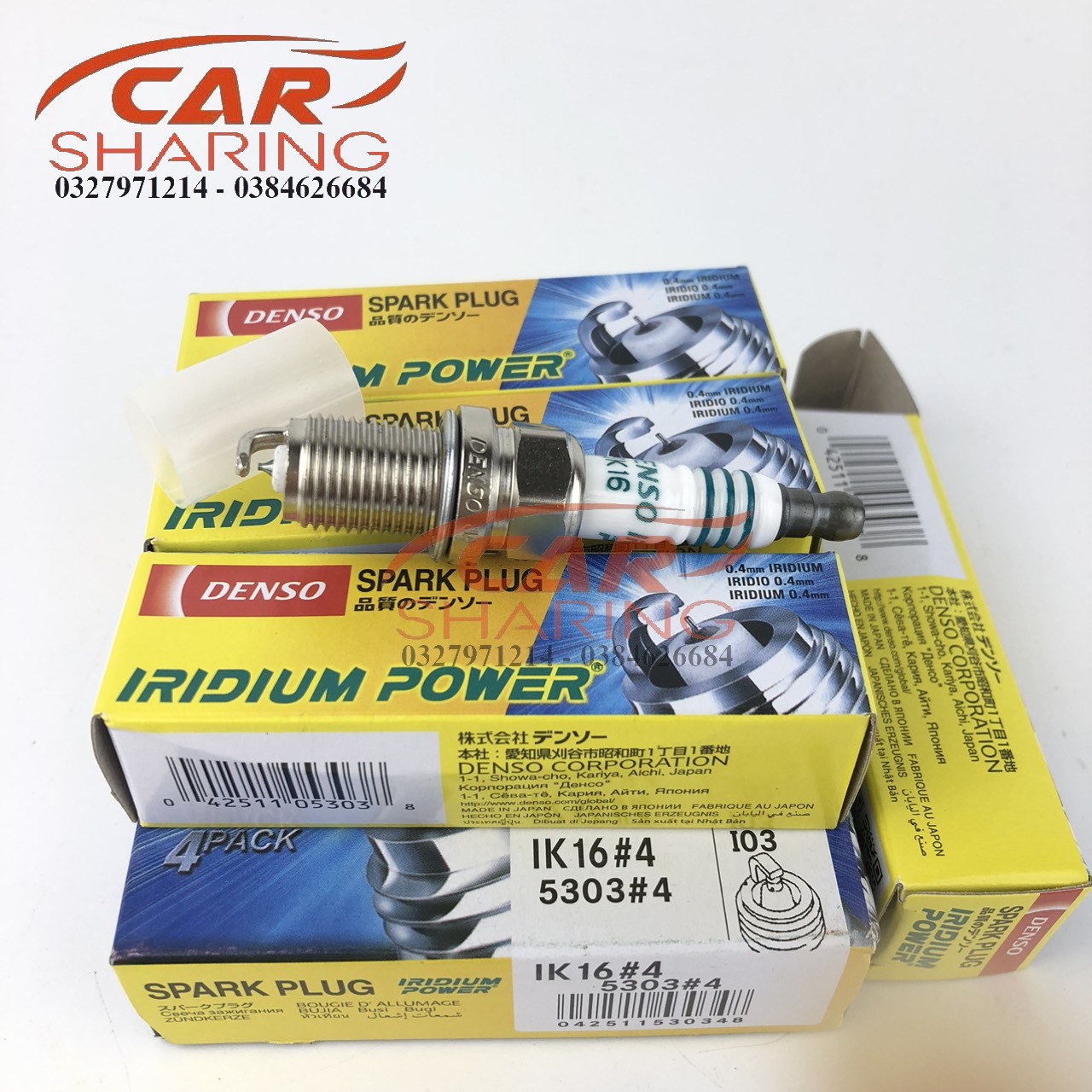 Bộ 4 Bugi denso chân ngắn ren 14 ô tô Kia Honda Madza Toyota Lexus Mer BMW Audi Chevrolet ,vios 2014 ở xuống IK16#4 5303#4