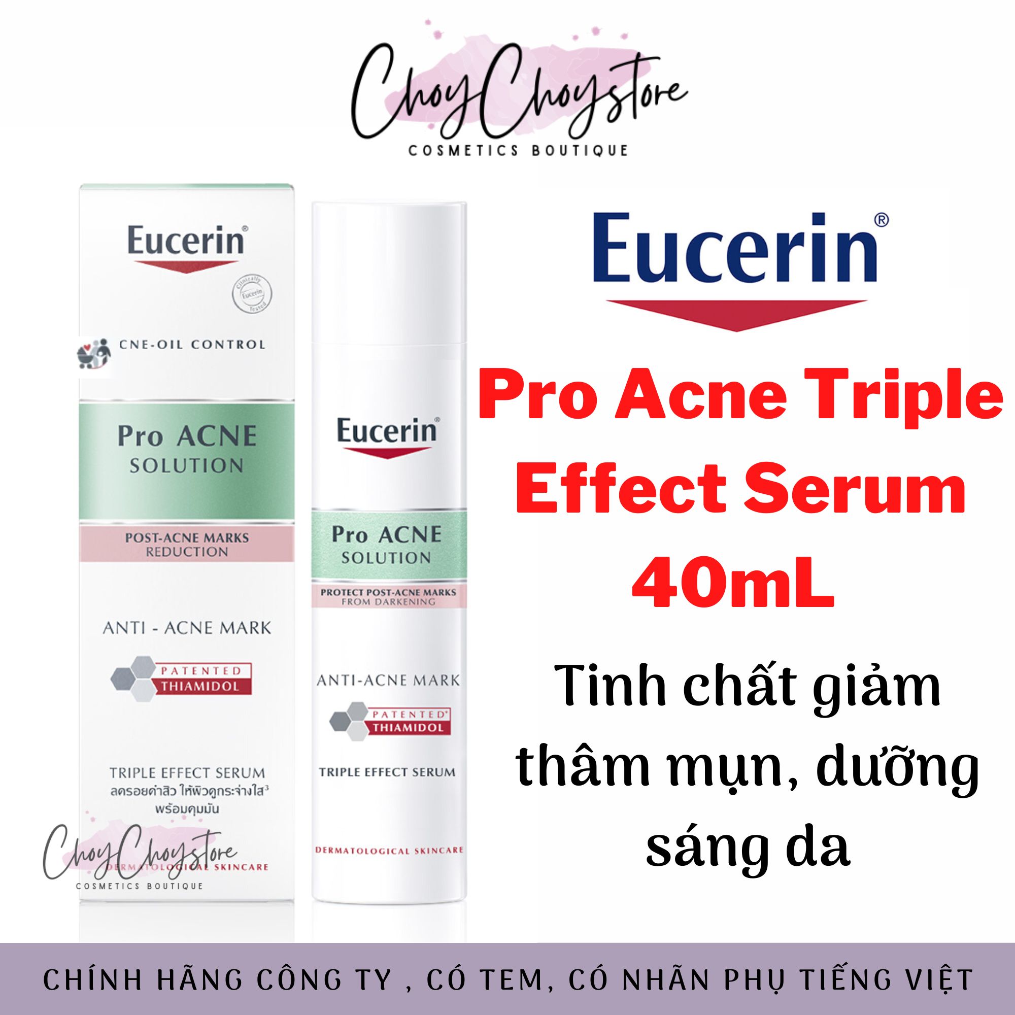 Eucerin Proacne Triple Effect Serum 40mL - Tinh chất Pro acne giảm thâm mụn, dưỡng sáng da